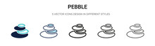 Pebble Icon In Filled, Thin Line, Outline And Stroke Style. Vector Illustration Of Two Colored And Black Pebble Vector Icons Designs Can Be Used For Mobile, Ui, Web