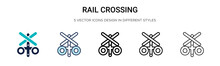 Rail Crossing Icon In Filled, Thin Line, Outline And Stroke Style. Vector Illustration Of Two Colored And Black Rail Crossing Vector Icons Designs Can Be Used For Mobile, Ui, Web