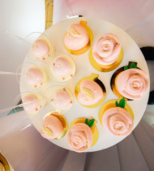 Poster - top view of tasty pink and white macaroons