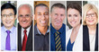 © Mangostar - Positive successful young and mature professionals portrait set. Smiling business men and women of different ages and races multiple shot collage. Business people concept
