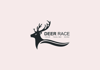 Deer logo design wild animal minimal creative modern illustration graphic sign in Vector Editable File.