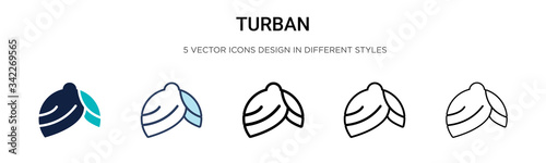 Fotografía Turban icon in filled, thin line, outline and stroke style