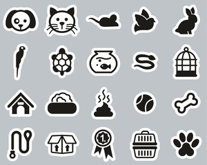 Wall Mural - Pets & Pet Accessories Icons Black & White Sticker Set Big