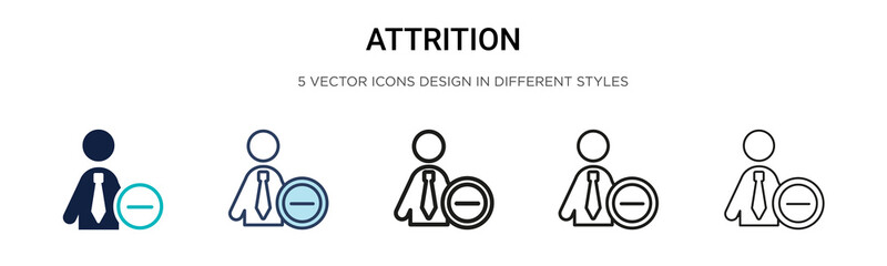 Poster - attrition icon in filled, thin line, outline and stroke style. vector illustration of two colored an