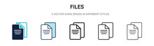 Files Icon In Filled, Thin Line, Outline And Stroke Style. Vector Illustration Of Two Colored And Black Files Vector Icons Designs Can Be Used For Mobile, Ui, Web