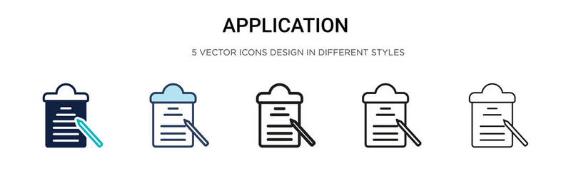 Poster - Application icon in filled, thin line, outline and stroke style. Vector illustration of two colored and black application vector icons designs can be used for mobile, ui, web