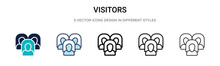 Visitors Icon In Filled, Thin Line, Outline And Stroke Style. Vector Illustration Of Two Colored And Black Visitors Vector Icons Designs Can Be Used For Mobile, Ui, Web