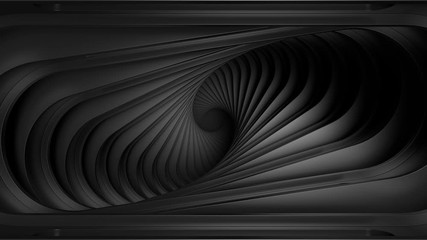 Poster - 3d render of twisted geometry structure. minimalistic. dark material. loop animation.