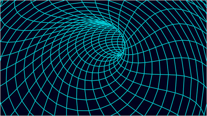 Poster - Abstract tunnel. Vector wormhole. 3D corridor mesh.