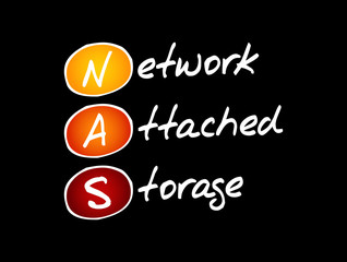 Aufkleber - NAS - Network Attached Storage acronym, technology concept background
