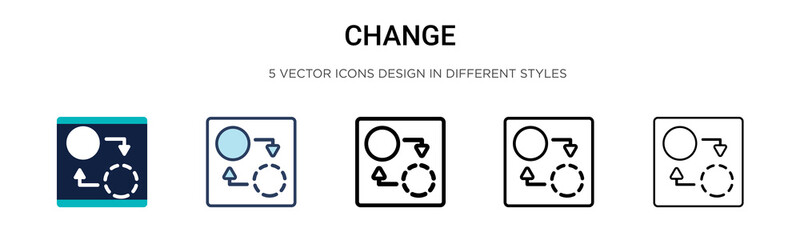 Poster - Change icon in filled, thin line, outline and stroke style. Vector illustration of two colored and black change vector icons designs can be used for mobile, ui, web