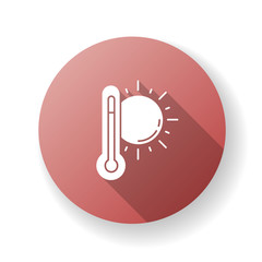 Poster - Hot weather red flat design long shadow glyph icon