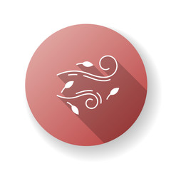 Poster - Windy weather red flat design long shadow glyph icon