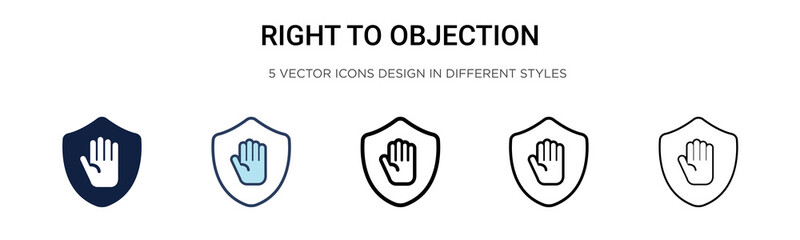 Poster - right to objection icon in filled, thin line, outline and stroke style. vector illustration of two c