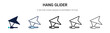 Hang glider icon in filled, thin line, outline and stroke style. Vector illustration of two colored and black hang glider vector icons designs can be used for mobile, ui, web