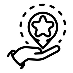 Poster - GPS point in the palm icon. Outline GPS point in the palm vector icon for web design isolated on white background
