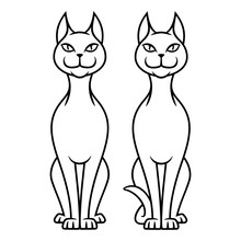 Sphinx Cat Black White Line Art Vector Illustration