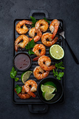 Canvas Print - roasted shrimps with sweet chilli sauce