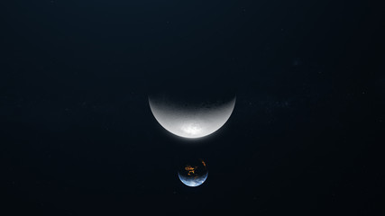Wall Mural - earth and moon the moon in the foreground top view