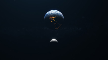 Wall Mural - earth and moon the earth in the foreground