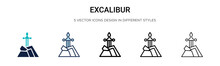 Excalibur Icon In Filled, Thin Line, Outline And Stroke Style. Vector Illustration Of Two Colored And Black Excalibur Vector Icons Designs Can Be Used For Mobile, Ui, Web