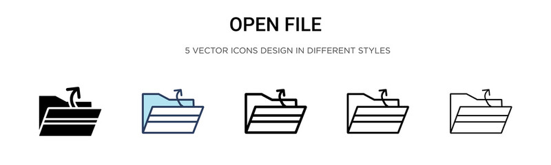 Poster - Open file icon in filled, thin line, outline and stroke style. Vector illustration of two colored and black open file vector icons designs can be used for mobile, ui, web