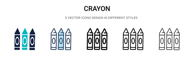 Poster - crayon icon in filled, thin line, outline and stroke style. vector illustration of two colored and b