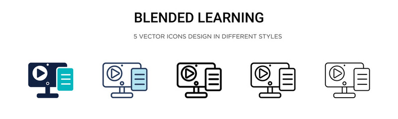 Poster - Blended learning icon in filled, thin line, outline and stroke style. Vector illustration of two colored and black blended learning vector icons designs can be used for mobile, ui, web
