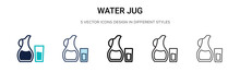 Water Jug Icon In Filled, Thin Line, Outline And Stroke Style. Vector Illustration Of Two Colored And Black Water Jug Vector Icons Designs Can Be Used For Mobile, Ui, Web
