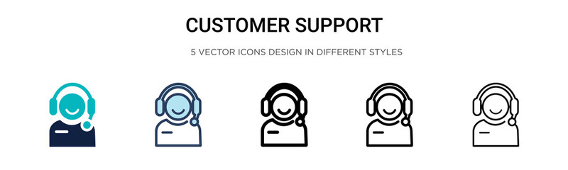 Poster - customer support icon in filled, thin line, outline and stroke style. vector illustration of two col