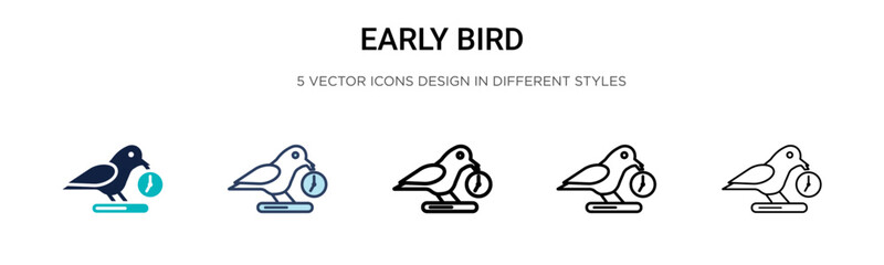 Poster - early bird icon in filled, thin line, outline and stroke style. vector illustration of two colored a