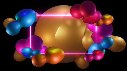 Wall Mural - Futuristic Organic Liquid Designed. Modern Abstract shapes Gradients, graphics frame background, 3D Rendering Illustration