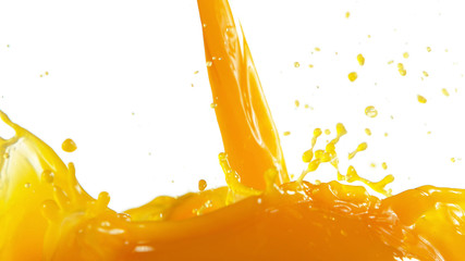 Orange juice splash on white background