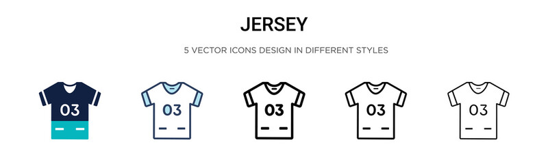 Poster - jersey icon in filled, thin line, outline and stroke style. vector illustration of two colored and b