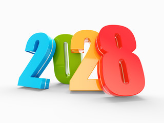 Wall Mural - happy new year 2028 colorful calendar background series 3d render