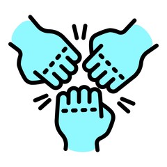 Poster - Fist teamwork icon. Outline fist teamwork vector icon for web design isolated on white background