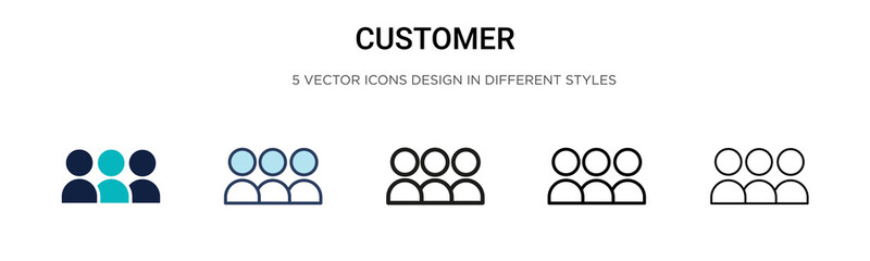 Poster - Customer icon in filled, thin line, outline and stroke style. Vector illustration of two colored and black customer vector icons designs can be used for mobile, ui, web