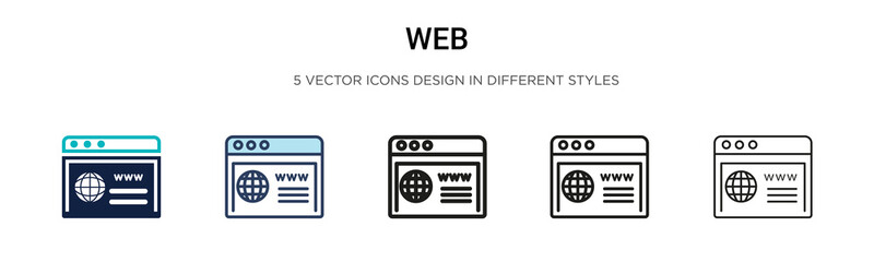 Poster - web icon in filled, thin line, outline and stroke style. vector illustration of two colored and blac