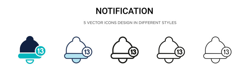 Wall Mural - notification icon in filled, thin line, outline and stroke style. vector illustration of two colored