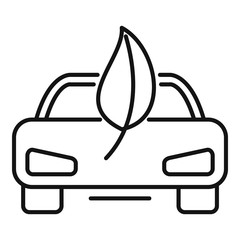 Poster - Eco leaf electric car icon. Outline eco leaf electric car vector icon for web design isolated on white background