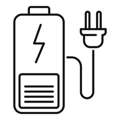 Poster - Plug charging battery icon. Outline plug charging battery vector icon for web design isolated on white background