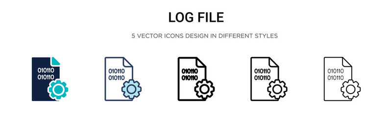 Aufkleber - Log file icon in filled, thin line, outline and stroke style. Vector illustration of two colored and black log file vector icons designs can be used for mobile, ui, web