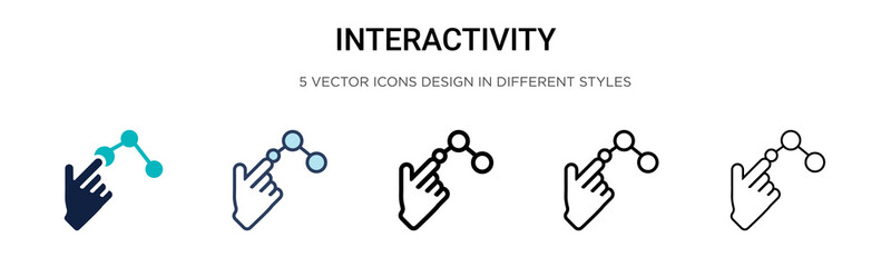 Interactivity icon in filled, thin line, outline and stroke style. Vector illustration of two colored and black interactivity vector icons designs can be used for mobile, ui, web