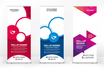 Wall Mural - set of different design options for advertising banners roll-up, modern design for presentations, co