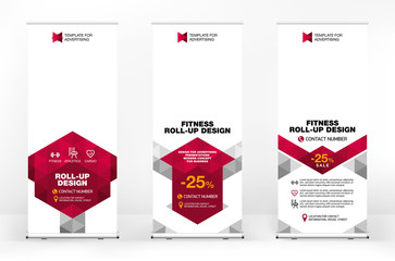 Wall Mural - set of different design options for advertising banners roll-up, modern design for presentations, co