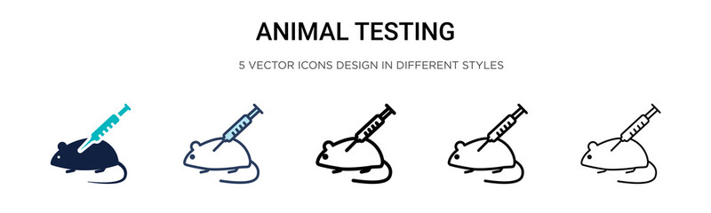 Animal testing icon in filled, thin line, outline and stroke style. Vector illustration of two colored and black animal testing vector icons designs can be used for mobile, ui, web