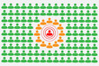 Crowd with people silhouette symbols concept with Covid-19 contact tracing system with red, orange and green alerts - Social distancing
