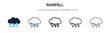 Rainfall icon in filled, thin line, outline and stroke style. Vector illustration of two colored and black rainfall vector icons designs can be used for mobile, ui, web