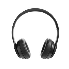 Black wireless headphone on white background. Headphone isolated on a white background, product photography, picture