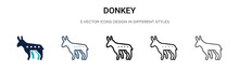 Donkey Icon In Filled, Thin Line, Outline And Stroke Style. Vector Illustration Of Two Colored And Black Donkey Vector Icons Designs Can Be Used For Mobile, Ui, Web